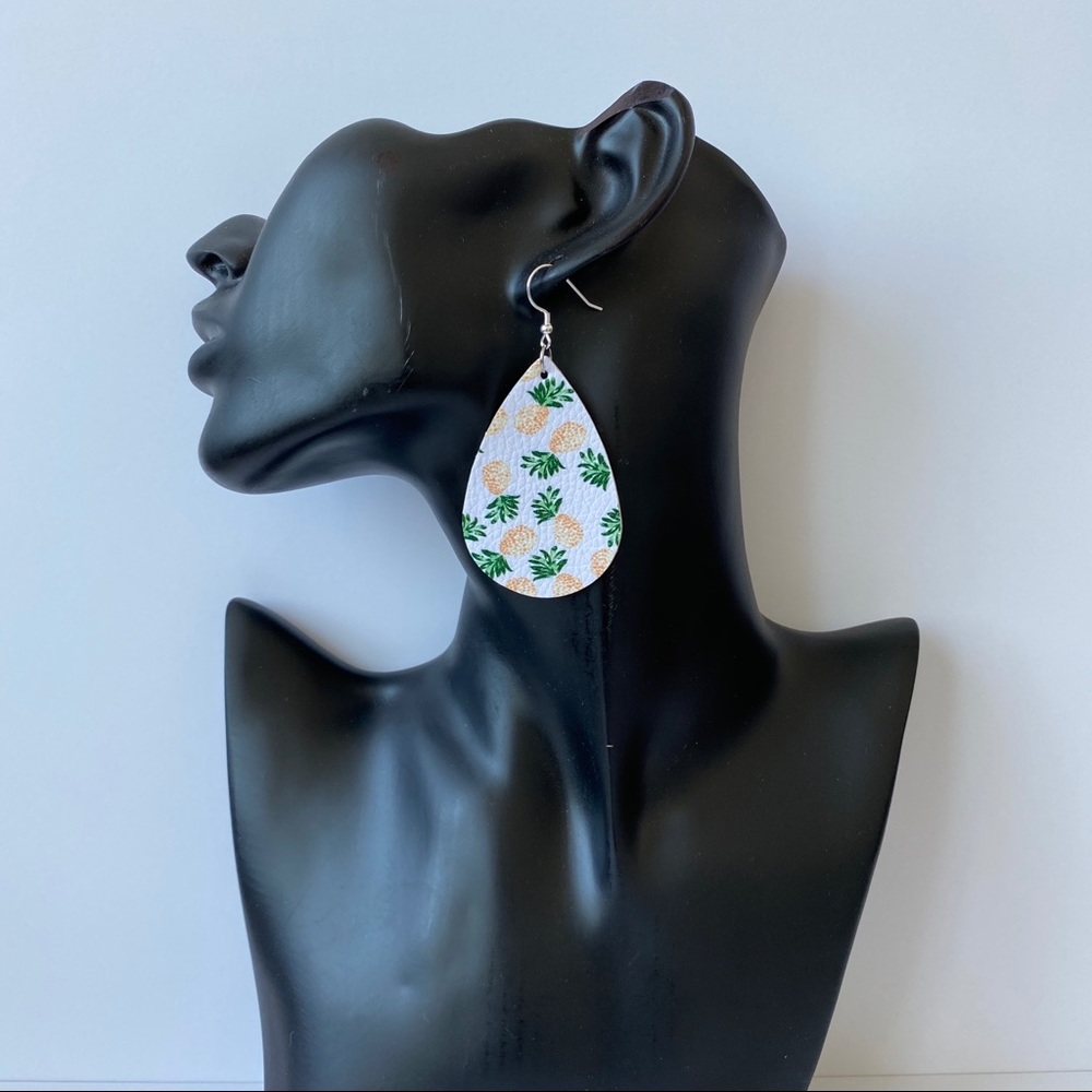 Summer Pineapple Tear Drop Earrings - White - Picture 2 of 2